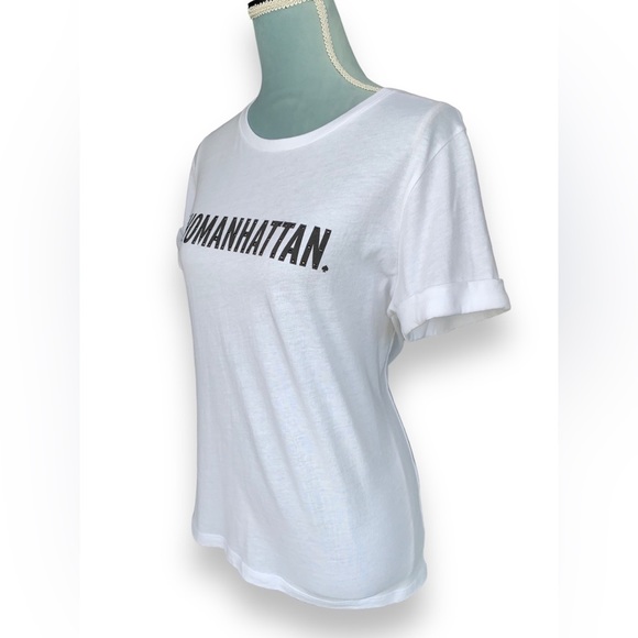 Kate Spade ‘Womanhattan’ Roll Sleeve T-Shirt White Sequined Size Medium - Picture 6 of 11